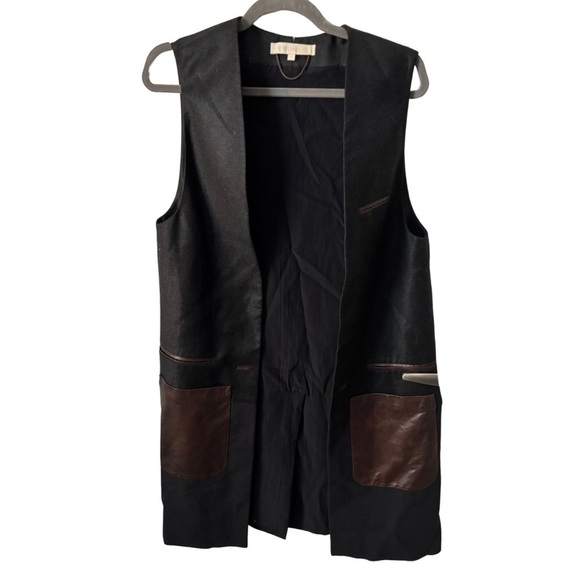 Vanessa Bruno | 100% Wool & Lambskin Mixed Media Longline Vest | Size 36 - Picture 1 of 8